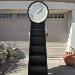 Beautiful Vintage IKEA Black Wood Clock With Shelves