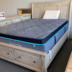 Amazing Storage Bed And Huge Fat 16” luxury Gel Hybrid 1200 Coils. Etc 