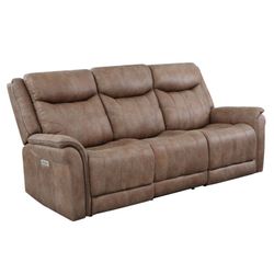 DUAL-POWER RECLINING SOFA, CAMEL