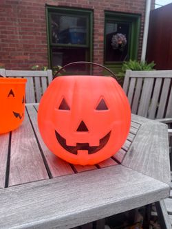 Vintage Halloween Jack O Lantern JOL Blow Mold Bucket Unmarked