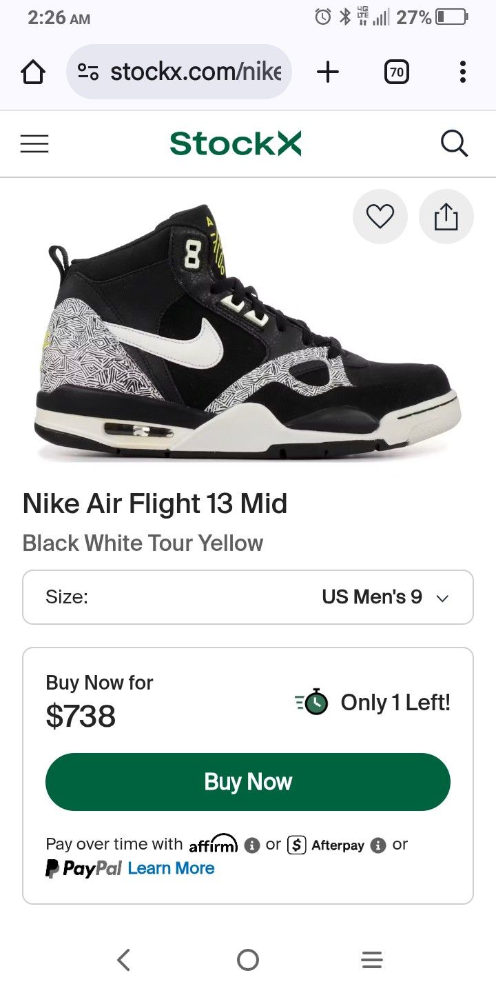 Nike Air Flight 13 Mid
Black White Tour Yellow 2013 Retro