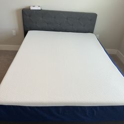 queen bed with bed frame
