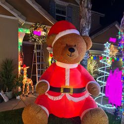 Giant 9 feet  inflatable Christmas bear dressed as Santa