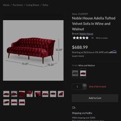 Red Tufted Fabric Sofa(couch) *NEW