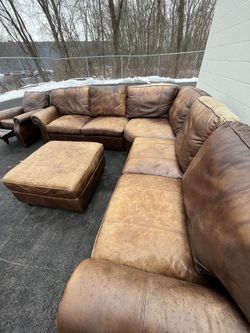 Brown Leather Sectional Free Delivery 