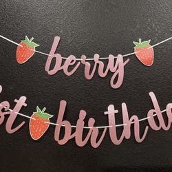 berry first birthday banner 