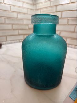 3 glass colored jars/ vases