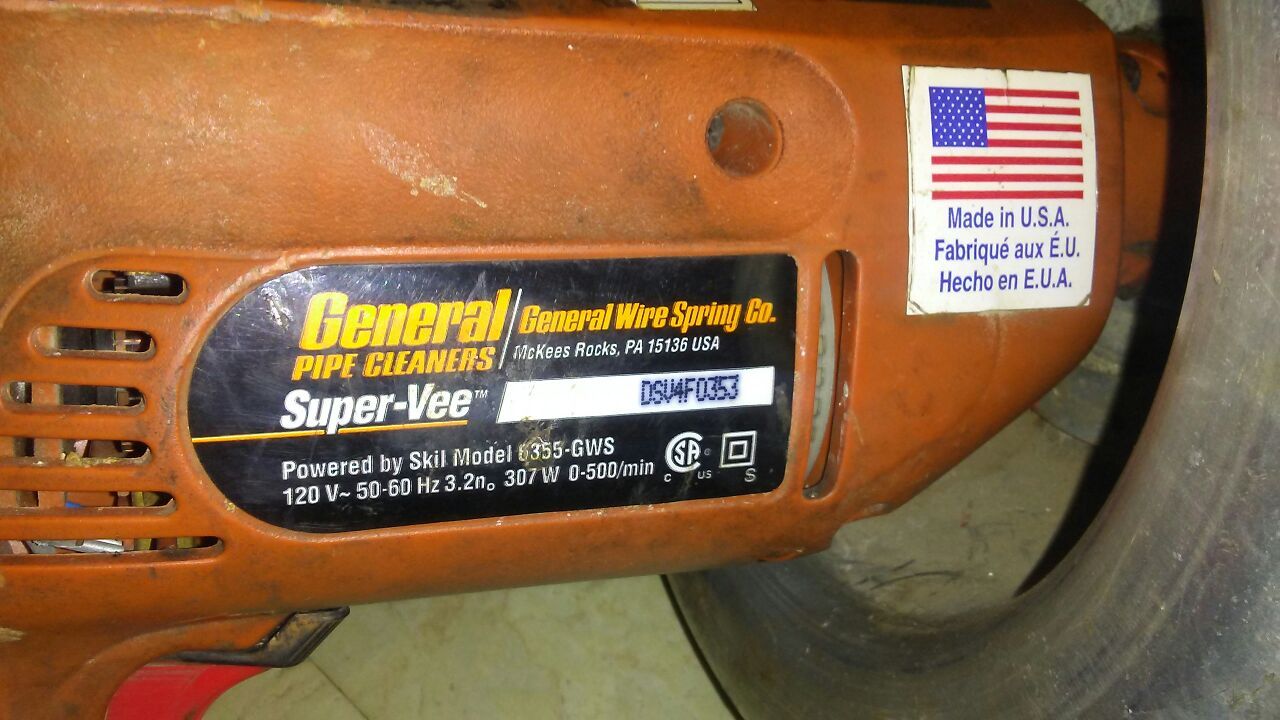 Super-Vee pipe cleaner Skil Model 6355-GWS 120 V~50-60 Hz 3.2n