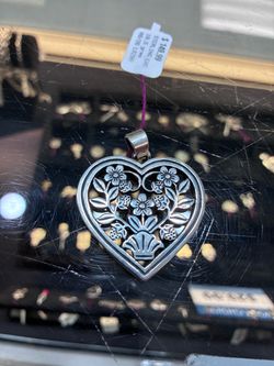 Sterling Silver Floral Heart Pendant James Avery