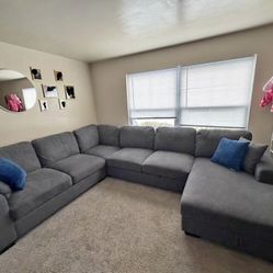 4 Piece Sectional Couch with Storage Chaise (with pull out sleeper)