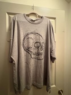 Alexander McQueen Gray Skull Scribble Oversized T-Shirt
