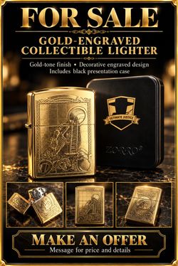 Zorro Gold-Tone Engraved Collectible Lighter