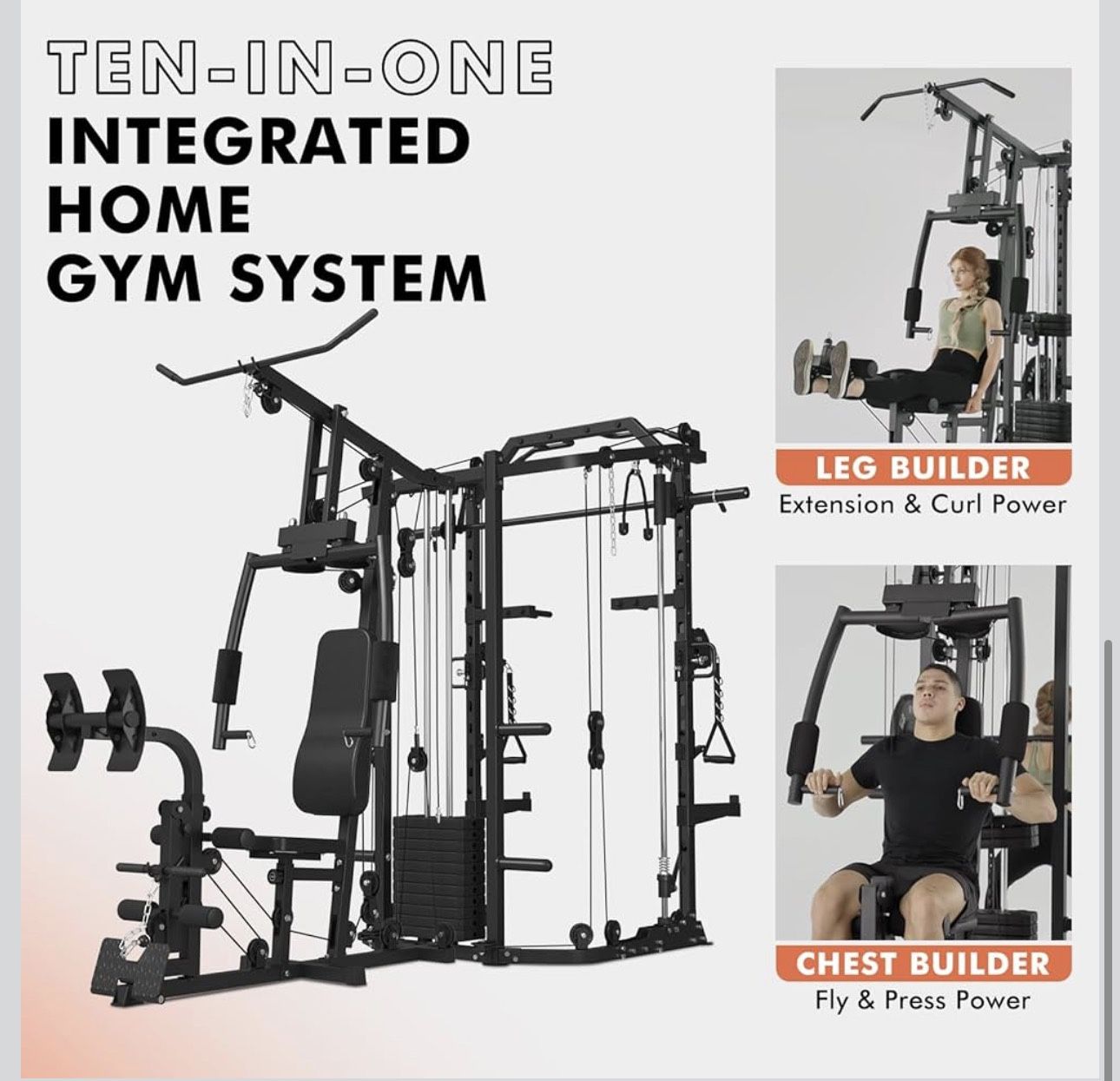 Multi-Function Home Gym System with Cable Crossover System