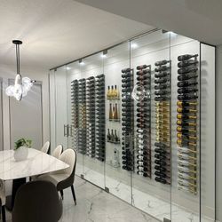 Glass wine cellar in all the measures