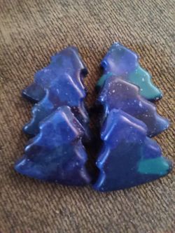 6pc Blue Crayon Trees