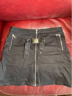 Manière De Voir Black Buckle Zip Utility Mini Skirt