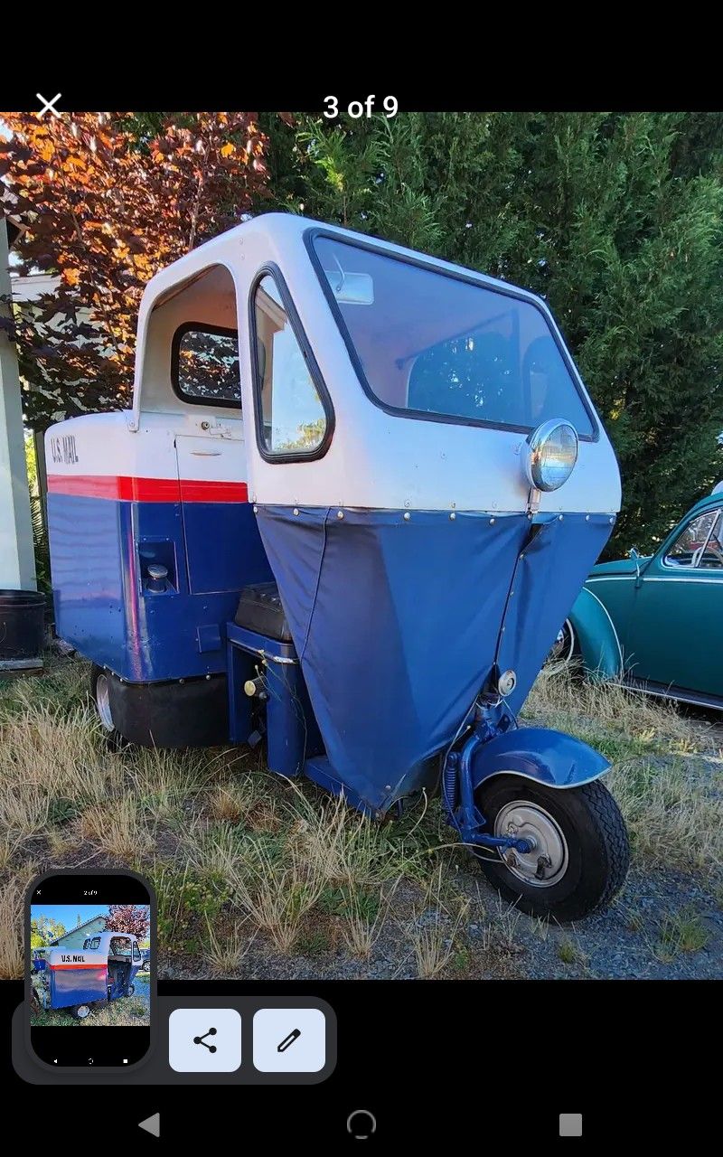 1957 Cushman Mailster Delivery Van Scooter Truck Vespa Harley Honda Grom Civic Vw Bus Bug Mail Postage Postal USPS Vintage Rare antique Divco Grumman