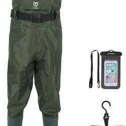 TIDEWE Bootfoot Chest Wader, 2-Ply Nylon/PVC Waterproof Fishing Hunting Waders with Boot Hanger