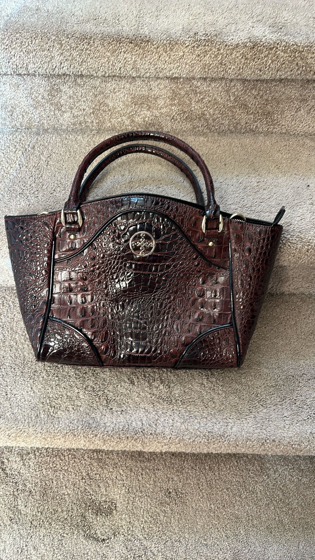 Fake Leather Handbag Brown