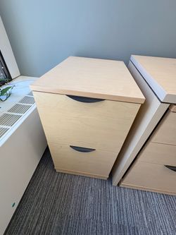 Modern Light Wood Tone Two-Drawer Storage Cabinet