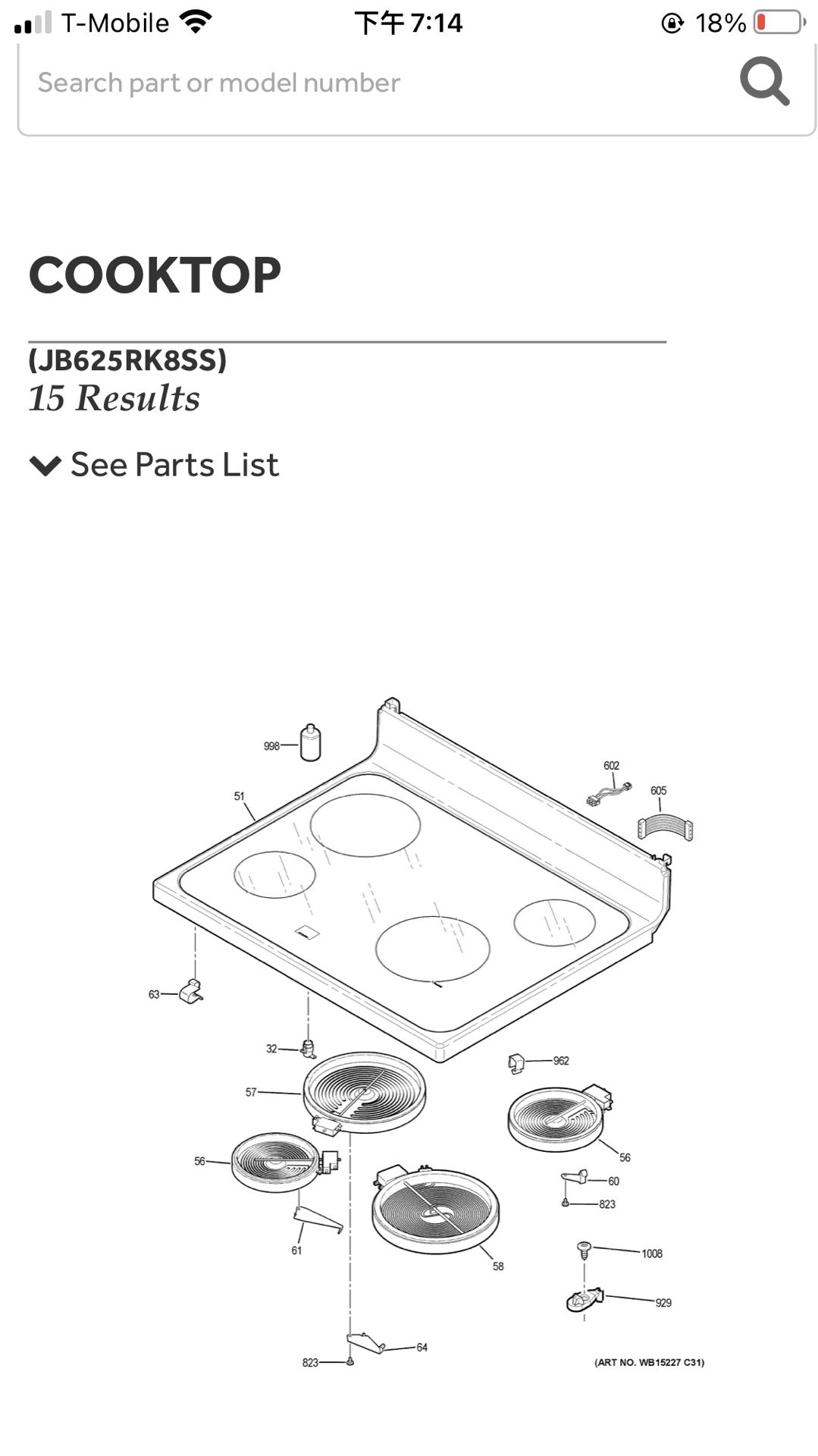 GE Electric Stove Burning Parts