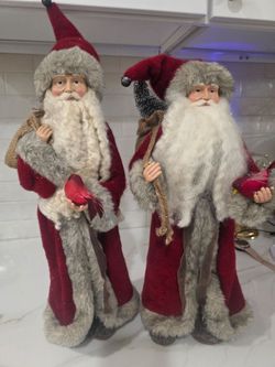 Set of 2 Standing Santa Claus Christmas Figurines