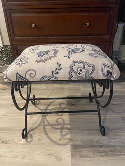 Vanity Bench with Wrought Iron Base