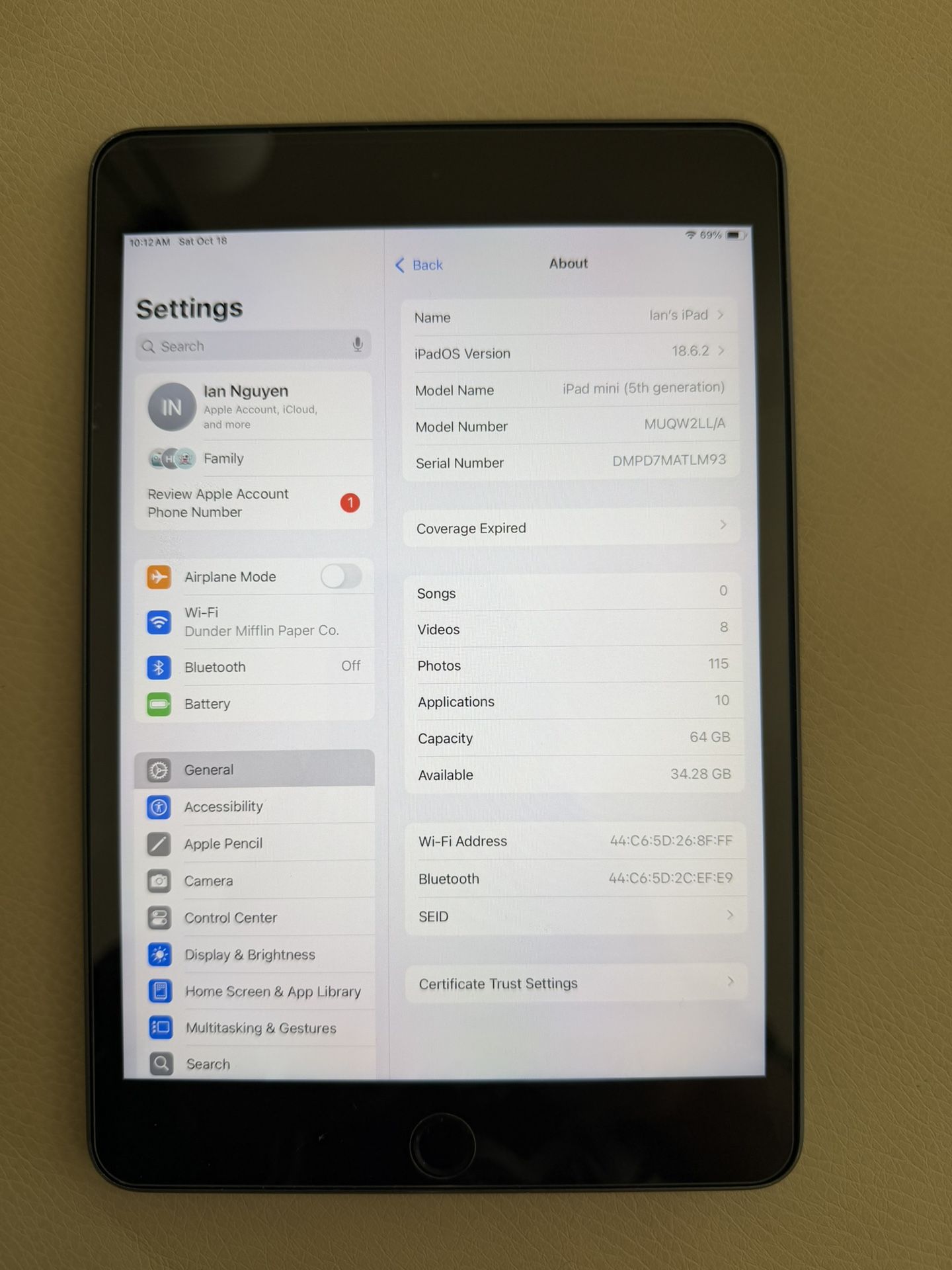 Apple iPad Mini (5th Gen) Wifi