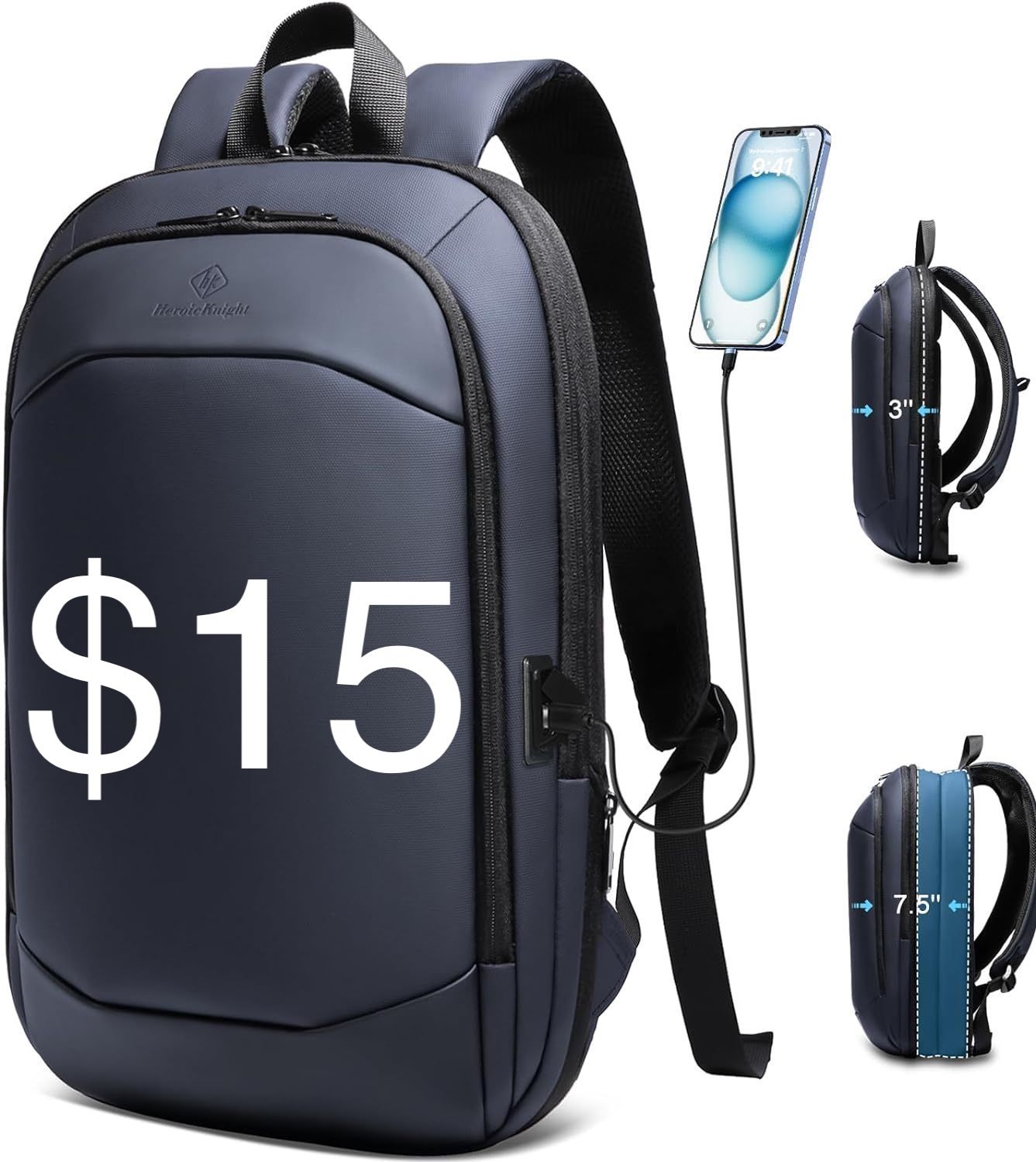 Heroic Knight LAPTOP BACKPACK USB-A Expandable For 15” / 17” Or Smaller Laptops - NEW WITH TAGS