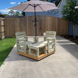 Patio Treated furniture, 2 chairs and side table