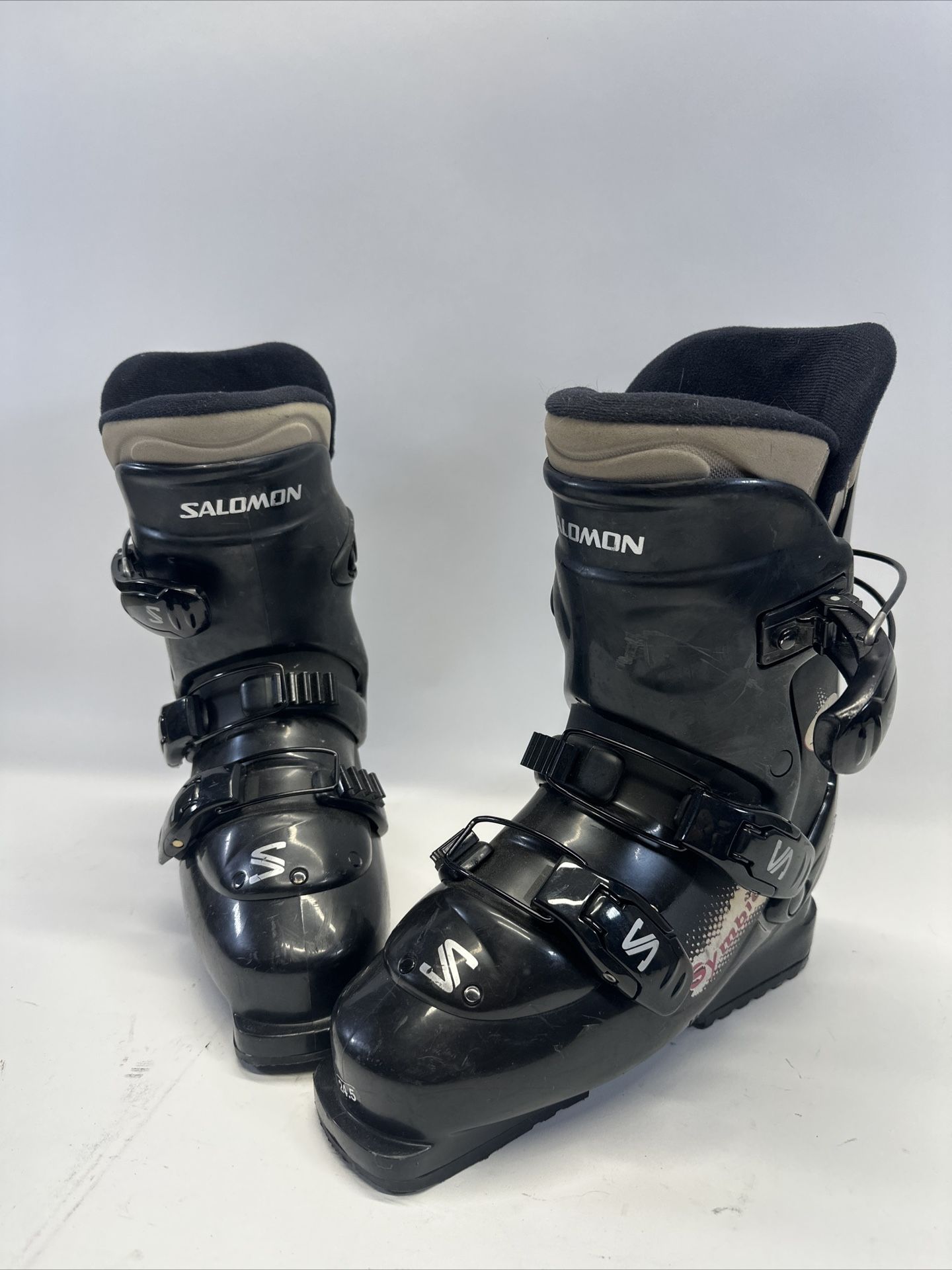 Salomon 4.0 Symbio Men's Downhill Snow Ski Boots Black Size 6.5US/Mondo 24.5