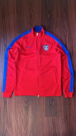 USA Soccer Jacket Boys L Red Blue Nike Full Zip USMNT Crest MLS Football