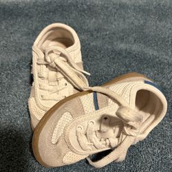 White Blue Mesh  Suede Lace-Up Sneakers Unisex Kids Low Top Casual Shoes Zara 23