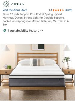 Queen bed frame and mattress
