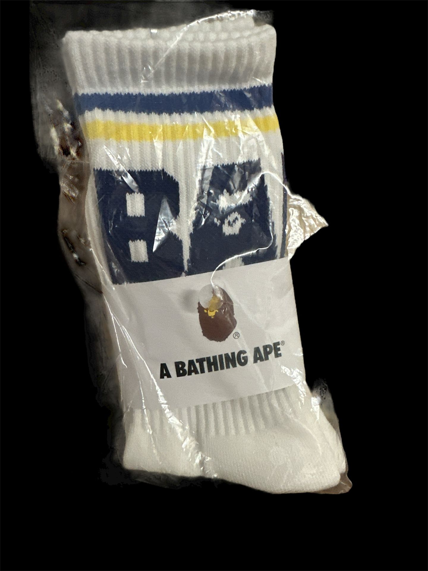 A Bathing Ape BAPE Logo Striped Socks