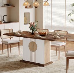 Tribesigns 55-Inch Dining Table for 4 to 6 People, Farmhouse Rectangular Dinner Table 🌱*ONLY TABLE*