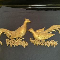 Vintage Mid-Century Modern 1969 Syroco  Golden Pheasant Wall Plaques