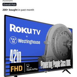 Westinghouse Roku TV - 42 Inch Smart TV, 1080P FHD Television with Wi-Fi Connectivity and Mobile App, Flat Screen, Bluetooth, Compatible with Apple Ai