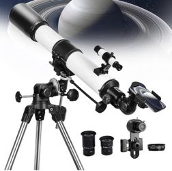 SOLOMARK Telescope, 80EQ Refractor Professional Telescope -700mm Focal Length Telescopes for Adults Astronomy, with 1.5X Barlow Lens Adapter for Photo