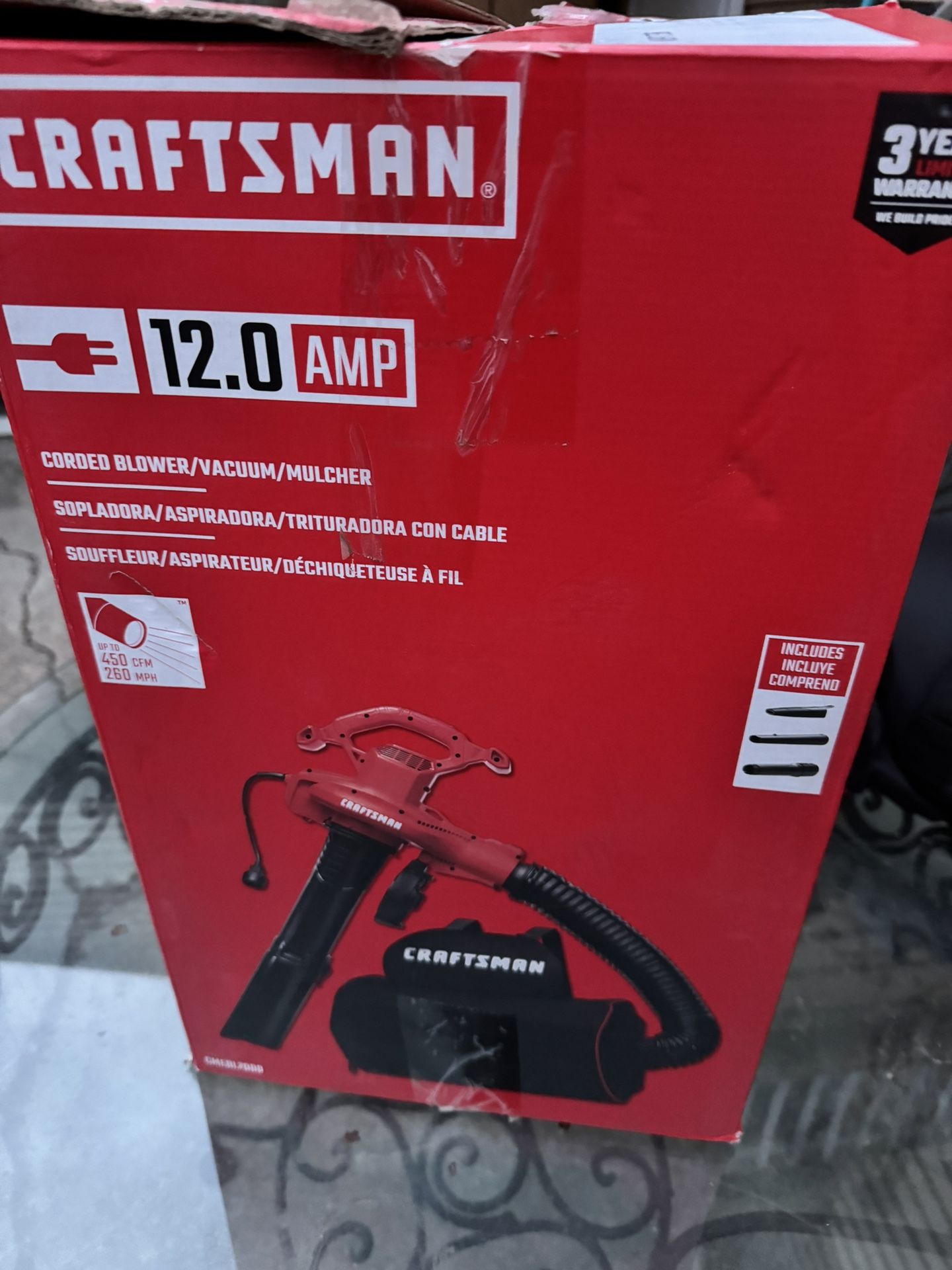 CRAFTSMAN 450-CFM 260-MPH Corded Electric Backpack Leaf Blower