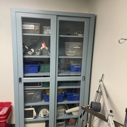 Vintage clear-view Medical storage cabinet