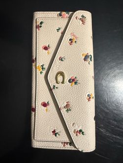 COACH Womens Slim Envelope Soft Wallet With Floral Print, B4/Chalk Multi