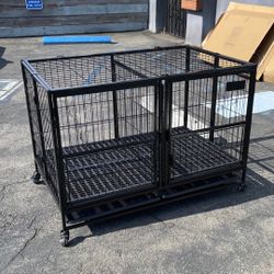 43” Large Heavy-Duty Dog Cage, Foldable, And Stackable Up To 3 - Tiers (New) 📦 