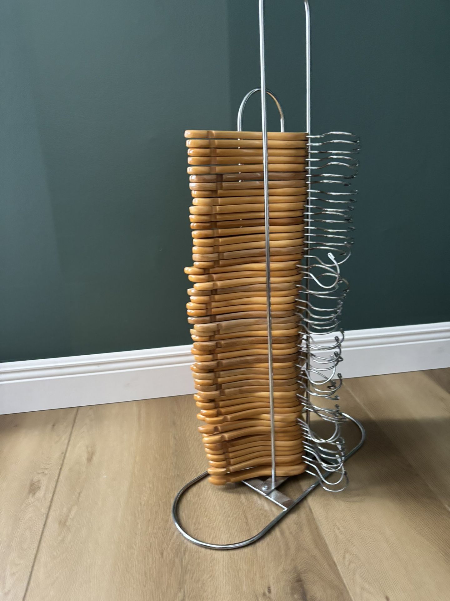 Lot 50 Baby Wood Hangers AND hanger Organizer