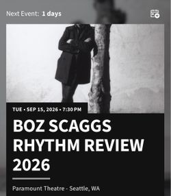 Boz Scaggs-Front Row-Paramount Sept 15th