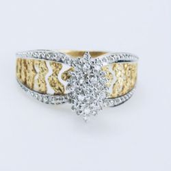 10k Solid Gold ,  Diamond Cluster  