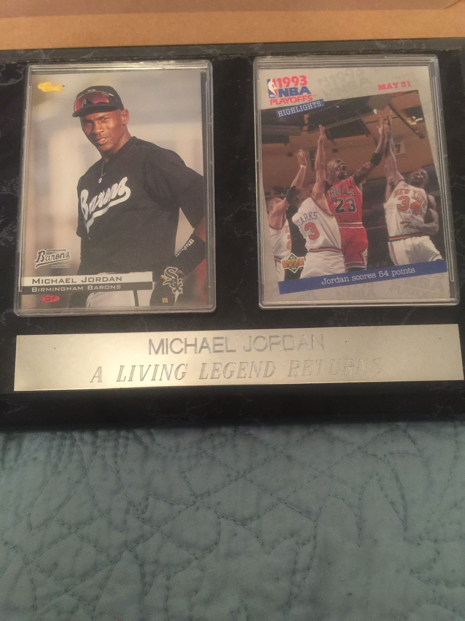 Michael Jordan a living legend returns plaque