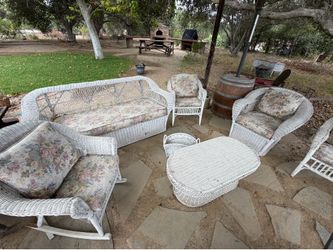 Vintage white wicker patio set