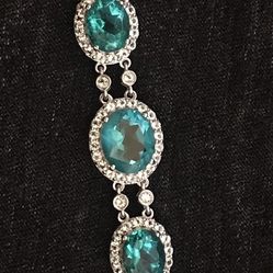 Capri Blue Quartz & White Topaz Bracelet On Silver