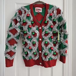🎄Tipsy Elves Tacky Tinsel Holiday Cardigan Ugly Christmas Sweater sz M *Pick-up In Great Bridge*